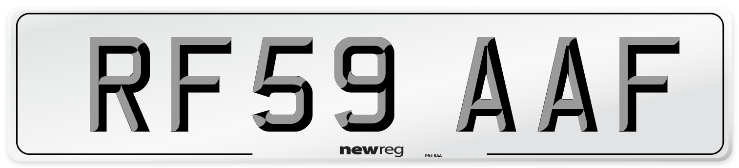 RF59 AAF Number Plate from New Reg